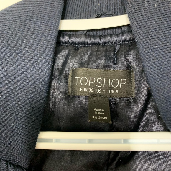 TOPSHOP Navy Bomber Jacket - Picture 6 of 6